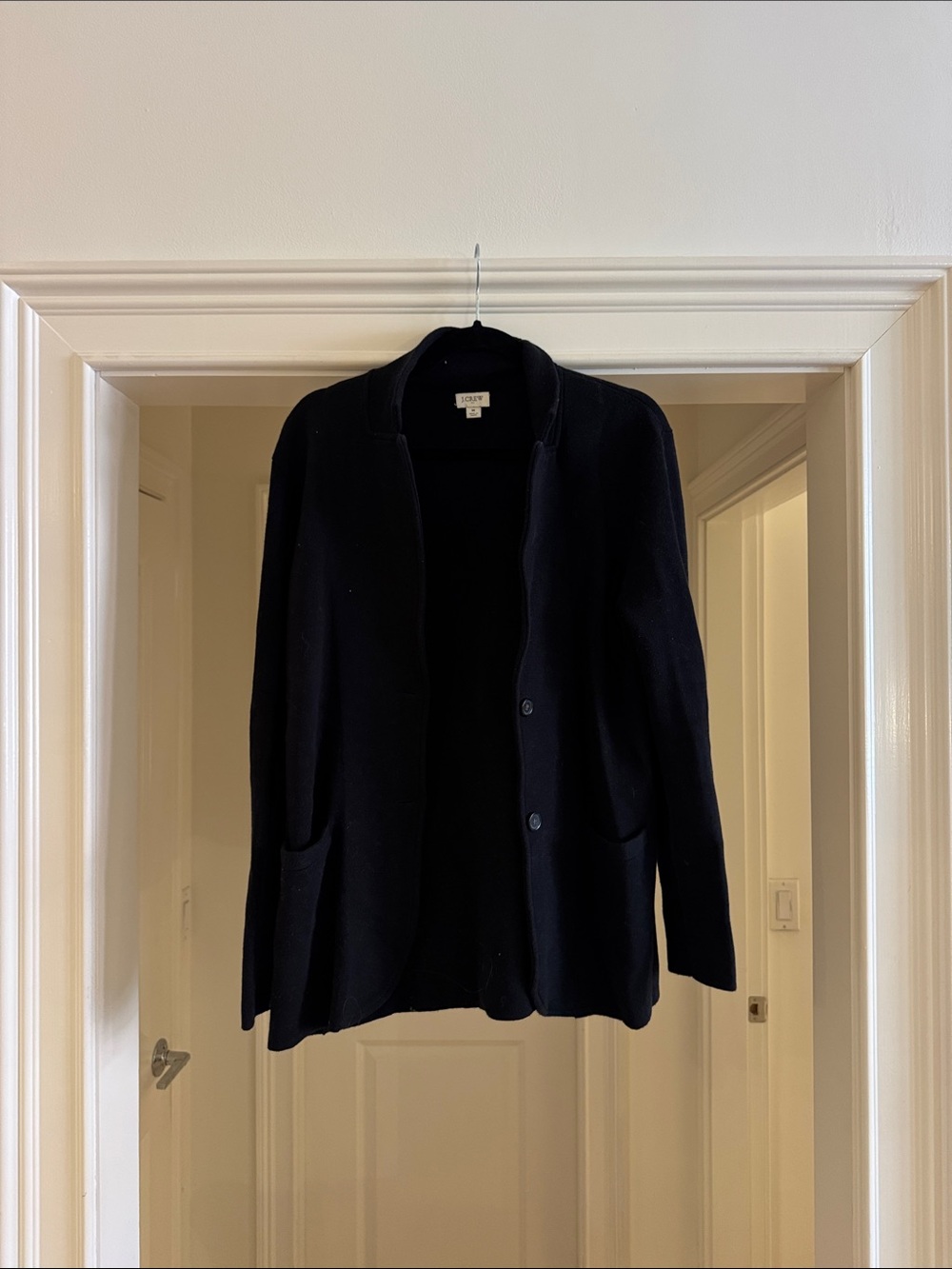 J. Crew Black Button-Front Knit Blazer